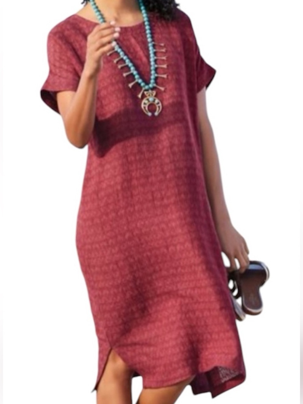 Soft Surroundings dark red linen blend lagenlook dress Size 2X